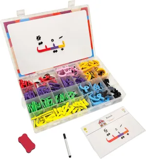 Magnetic Arabic Letters Kit 374 Pcs for Kids, Arabic Alphabet Puzzle Board, 30 PCS Arabic Flash Cards, Arabic Learning Toys for Toddlers