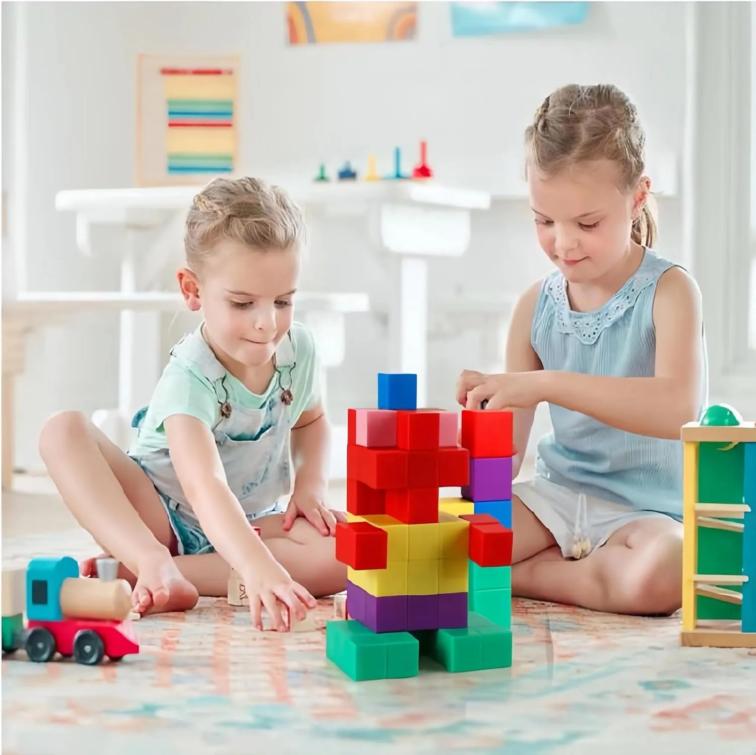 Magnetic Blocks 1.18 inch,Large Magnetic Building Blocks for Toddlers 3 4 5 6 7 Magnet Cubes, Preschool STEM Sensory Montessori Autism Toys for Kids 3-7 Birthday Easter Gifts（40Pcs）