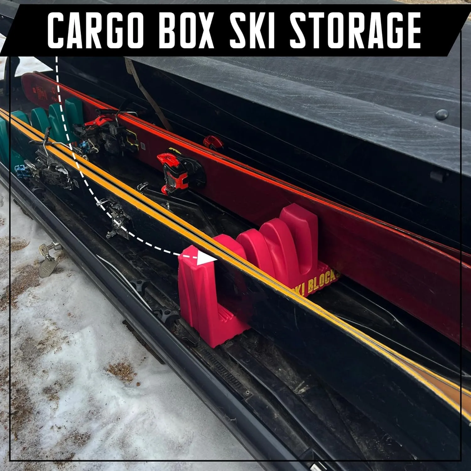 Magnetic Ski Holder and Snowboard Rack - Anti-Slip Design Scratch-Proof, Portable Storage Solution Ski Rack for Garage, Cargo Box, Cars, Ski Bags and Outdoor Adventures (Aqua Green, One Pack)