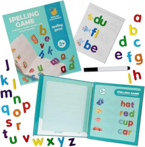 Magnetic Spelling Game Book for Kids Ages 3-5, 4-7 – Learn to Read, Spell & Write – Educational Alphabet Toy with Moveable Letters – Preschool & Kindergarten Learning Activity Book