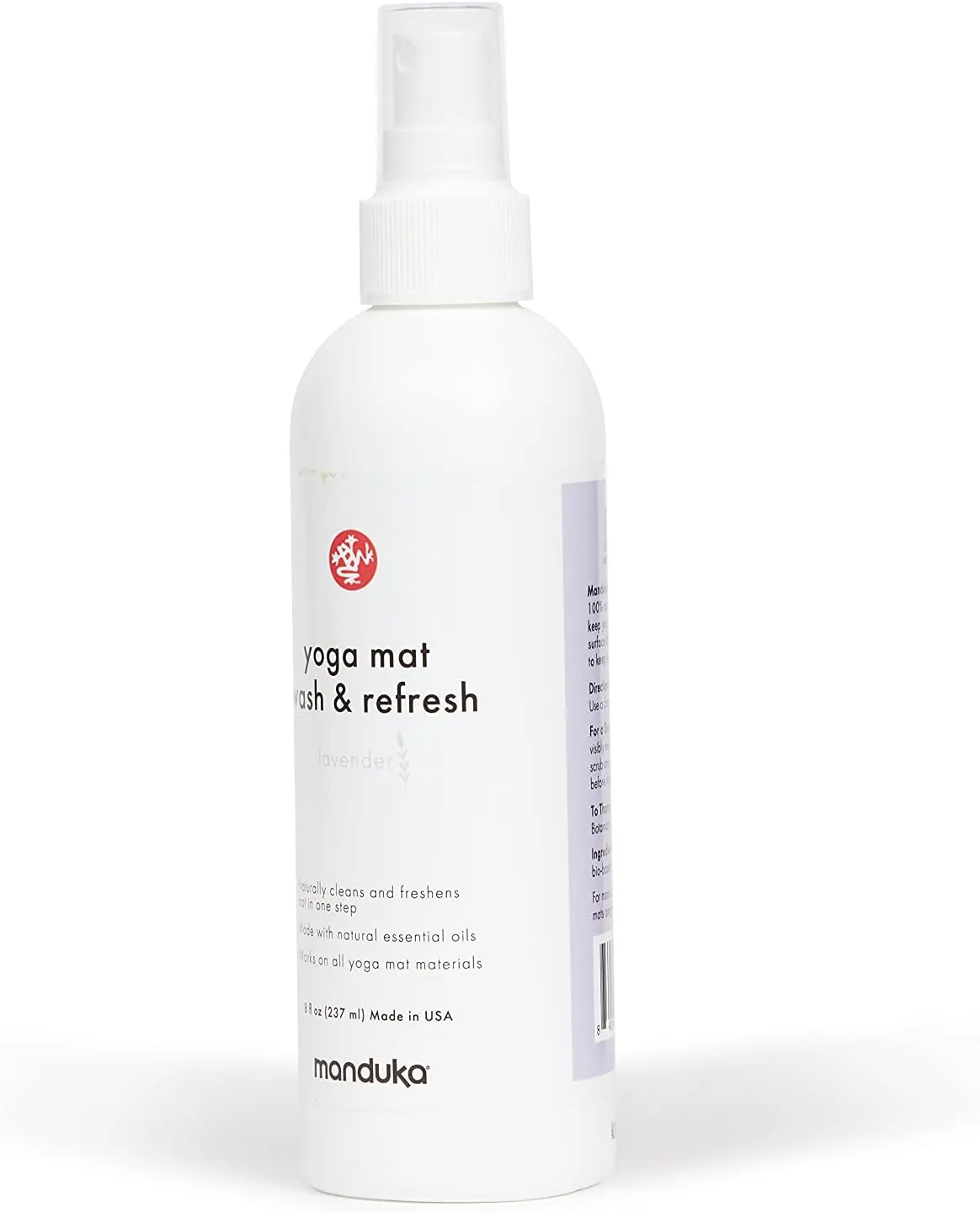 Manduka Yoga Mat Wash and Refresh – 100% Natural Essential Oil Yoga Mat Cleaning Spray, Fitness Equipment and Gym Accessories Cleaner, Non-irritating, Pet Friendly - Lavender Scent, 8 oz