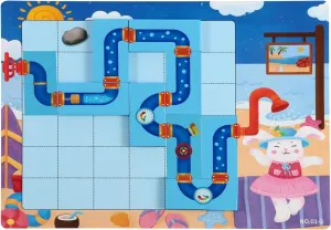 Match Pipe Puzzle Board Game,with Game Cards（30 Scenes）,Classic Path Planning Game,STEM Educational Toys,Family Game,Logic Labyrinth Games for Adults and Kids(2 Puzzles).