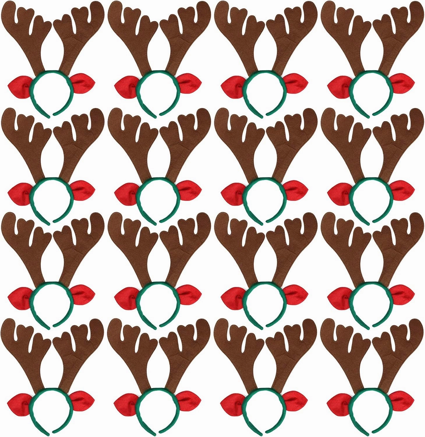 Max Fun 16Pcs Christmas Reindeer Antlers Headband Deer Antler Headbands for Christmas Holiday Photo Booth Props Kid's Party Favors