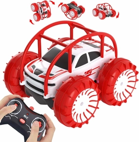 MaxTronic Remote Control Car, RC Cars Amphibious Land & Water Beach Pool Toy Off-Road RC Boat, 360°Flip Rotation Stunt Car with Sidelights for Toddlers 3 4 5 6 7 8 9 10 11 12 Years Kids Boys Girls