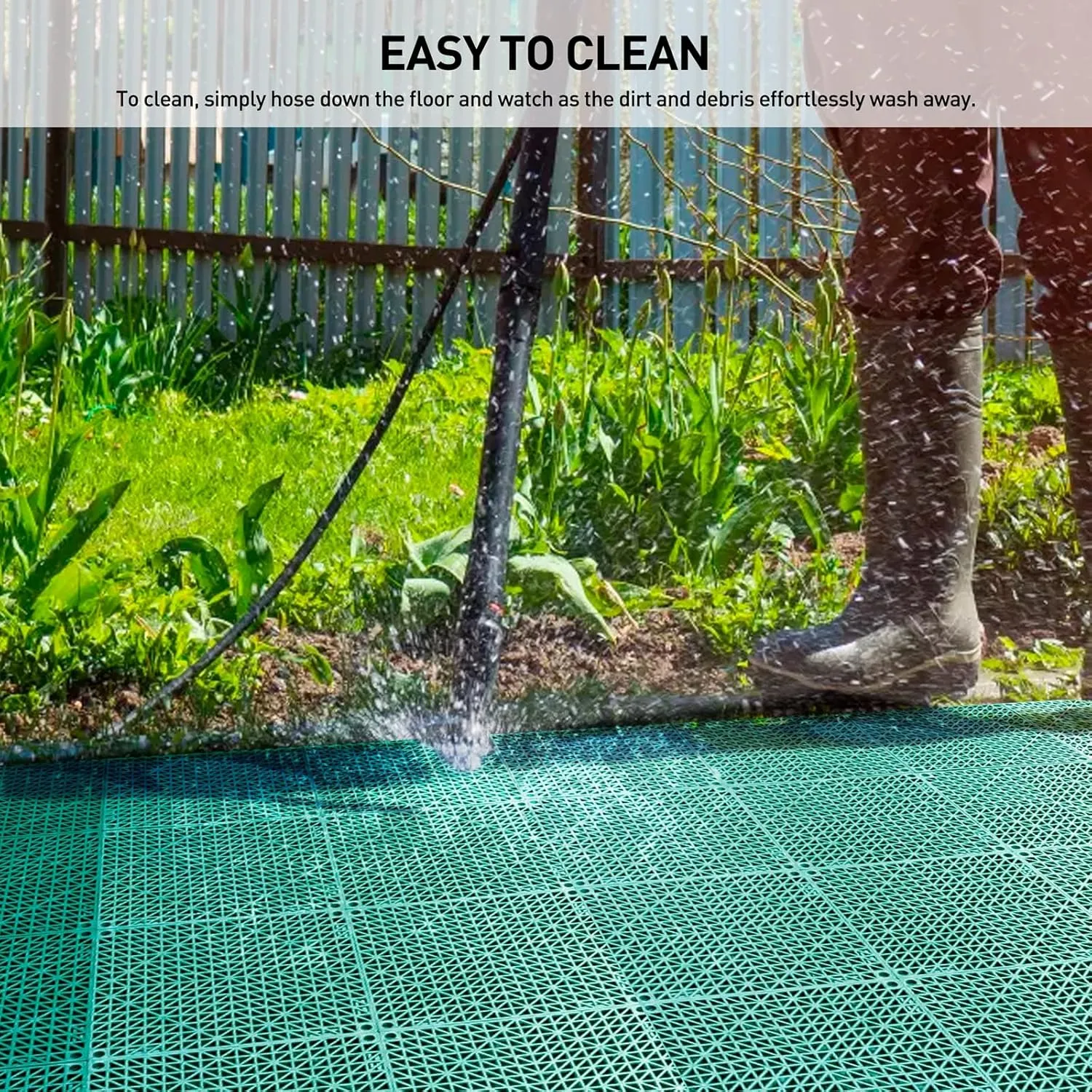 MAXWAVE 18 Pack 12" x 12" Modular Interlocking Floor Mats, Soft PVC Non-Slip Drainage Tiles, Splicing Rubber Cushion Flooring for Deck, Shower, Pool, Basement, Shed, Indoor and Outdoor Use
