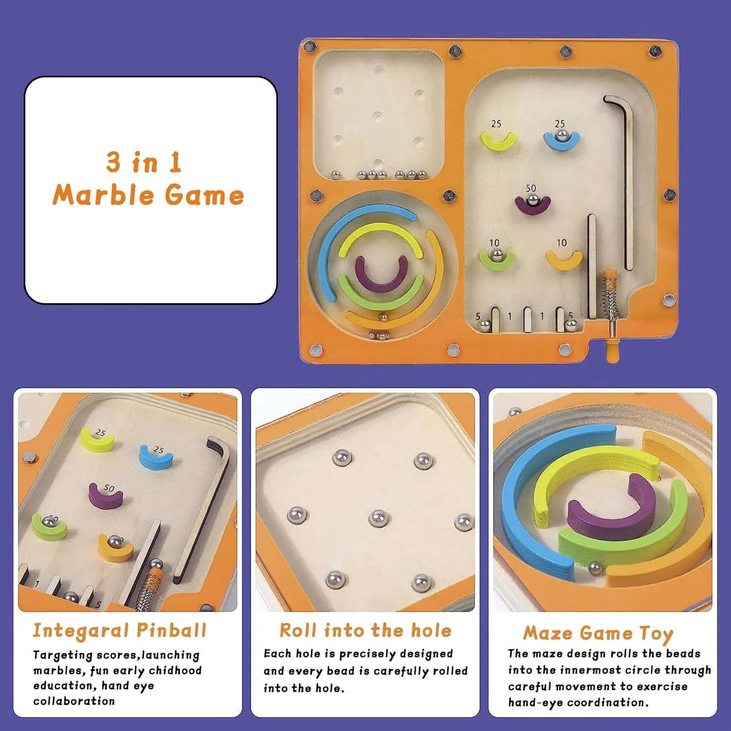 Maze Board Game for Kids,Wooden Labyrinth Game for 3  Years Old Boys and Girls MGYX-02 (Large)