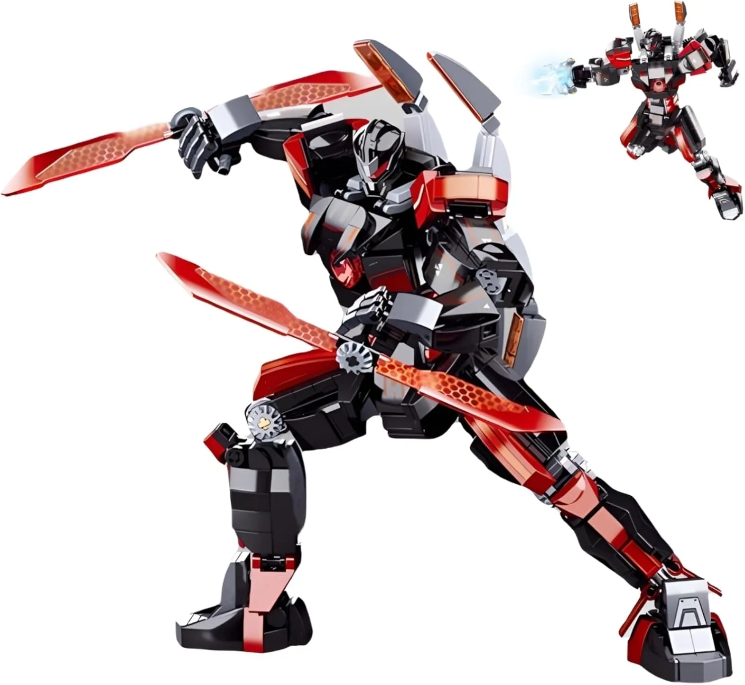 Mech Robot Building Blocks Sets with 2 Weapons Forms Transforming Dark Wanderer Mech Model Building Toy Kit, 585 Pieces Creative for Adults Men or Boys 8 