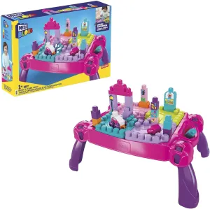MEGA BLOKS First Builders Toddler Blocks Toy Set, Build ‘n Learn Activity Table with 30 Pieces and Storage, Pink, Ages 1  Years (Amazon Exclusive)