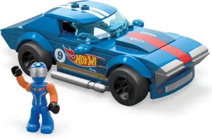 MEGA Hot Wheels Building Toy Race Car Playset, 64 Corvette Grand Sport with 88 Pieces, 1 Micro Action Figure Driver, Blue, Kids Age 5  Years