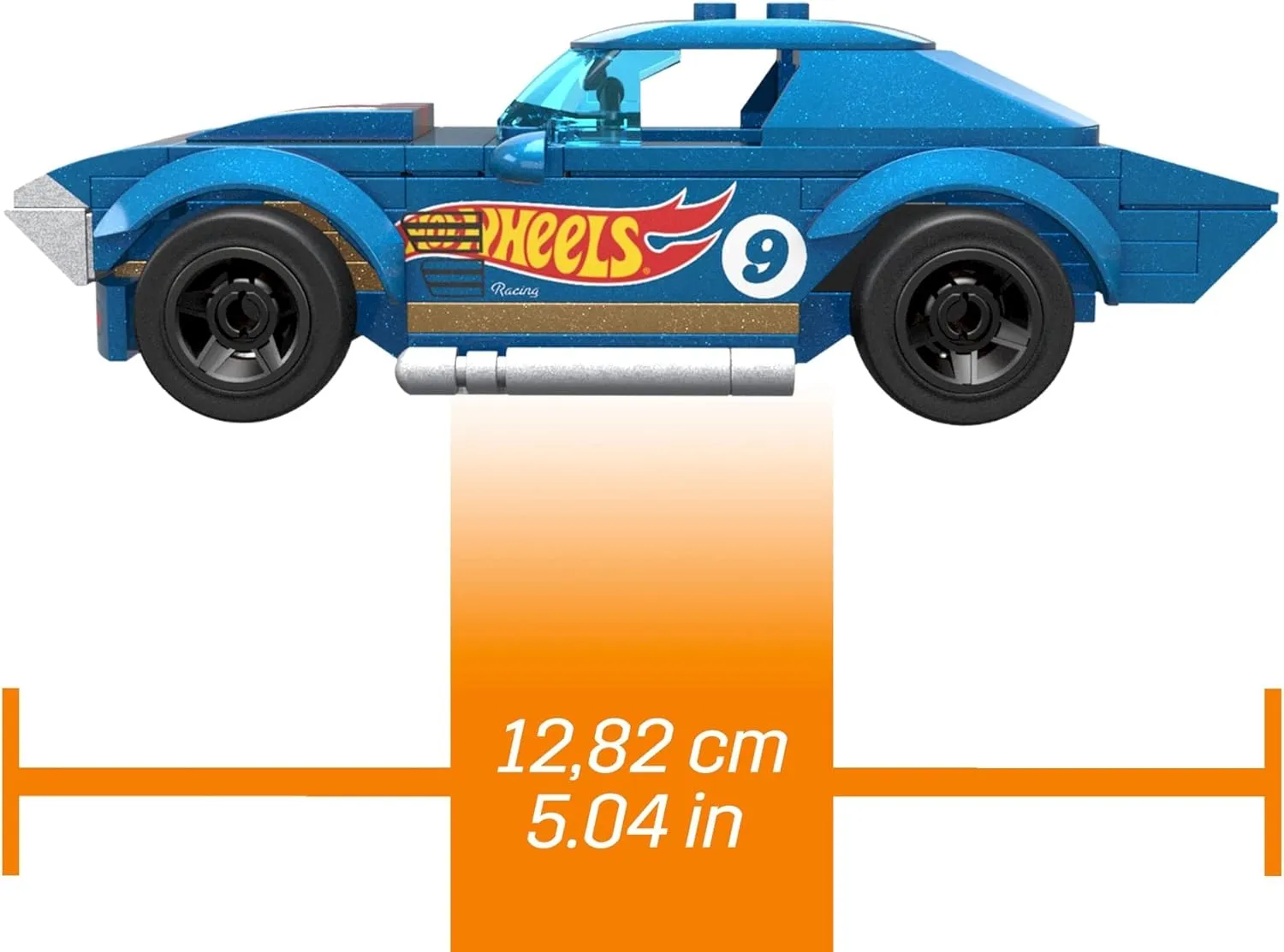 MEGA Hot Wheels Building Toy Race Car Playset, 64 Corvette Grand Sport with 88 Pieces, 1 Micro Action Figure Driver, Blue, Kids Age 5  Years