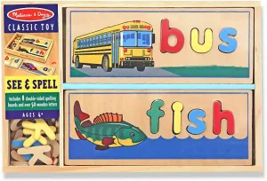 Melissa & Doug See & Spell Wooden Play Set   Free Scratch Art Mini-Pad Bundle [29407]