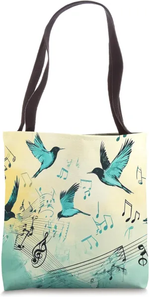 Melodic Flight Blue Birds Music Art Tote Bag