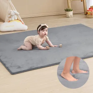 Memory Foam Baby Play Mat for Playpen,Thick & Large Crawling Mat for Floor,Soft Velvet Tummy Time Surface,Non-Slip Play Area for Kids,Toddlers,Infants in Nursery & Playroom(39"×59"×0.8",Dark Gray)