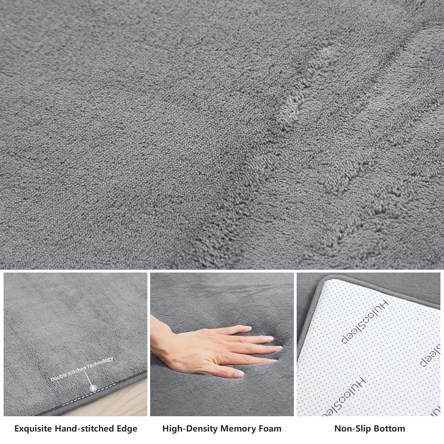 Memory Foam Baby Play Mat for Playpen,Thick & Large Crawling Mat for Floor,Soft Velvet Tummy Time Surface,Non-Slip Play Area for Kids,Toddlers,Infants in Nursery & Playroom(39"×59"×0.8",Dark Gray)