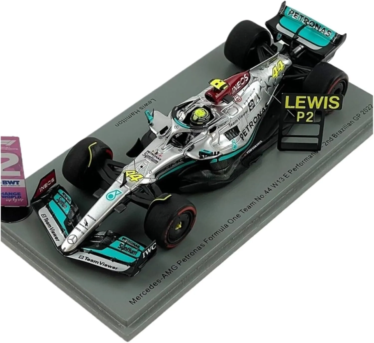 Metal Toy Vehicle 1/43 S8556 W13 W13E Hamilton 2022 Brazil for Mercedes-Benz Racing Plastic Car Models Collection Scale Vehicles