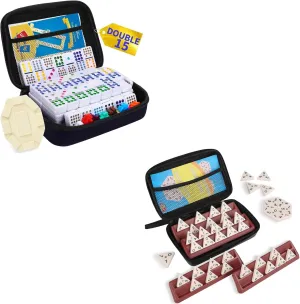 Mexican Train Dominoes Set Double 15 Triangle Domino Set Includes 4 Plastic Racks