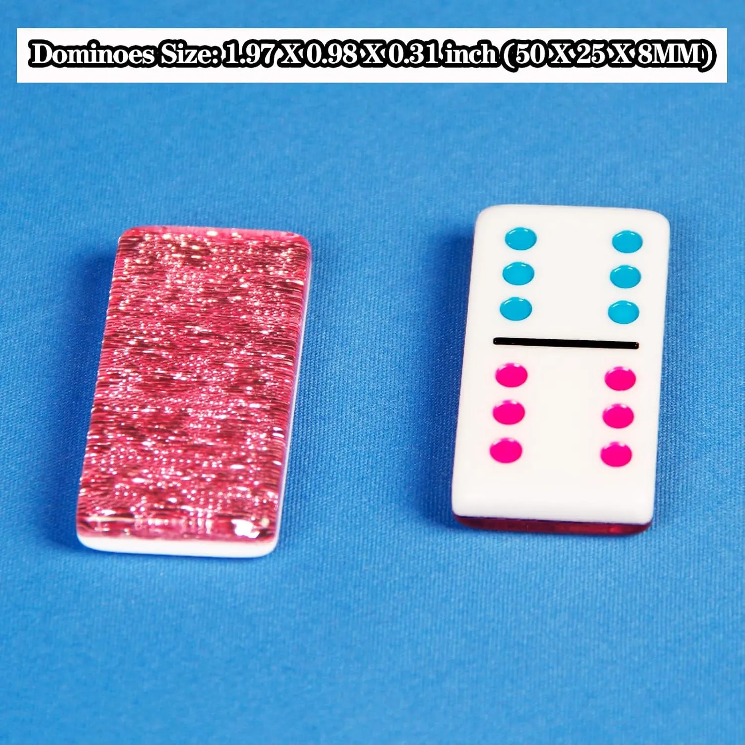 Mexican Train Dominos Set Acrylic Dominos Set (Double 6 Pink)