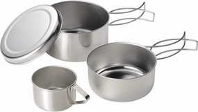 MH-1541 Cooker Set, Made in Japan, 4-Piece Set, Stainless Steel, Camping, Cooking, Rice Cooking, Stackable, Compact Storage