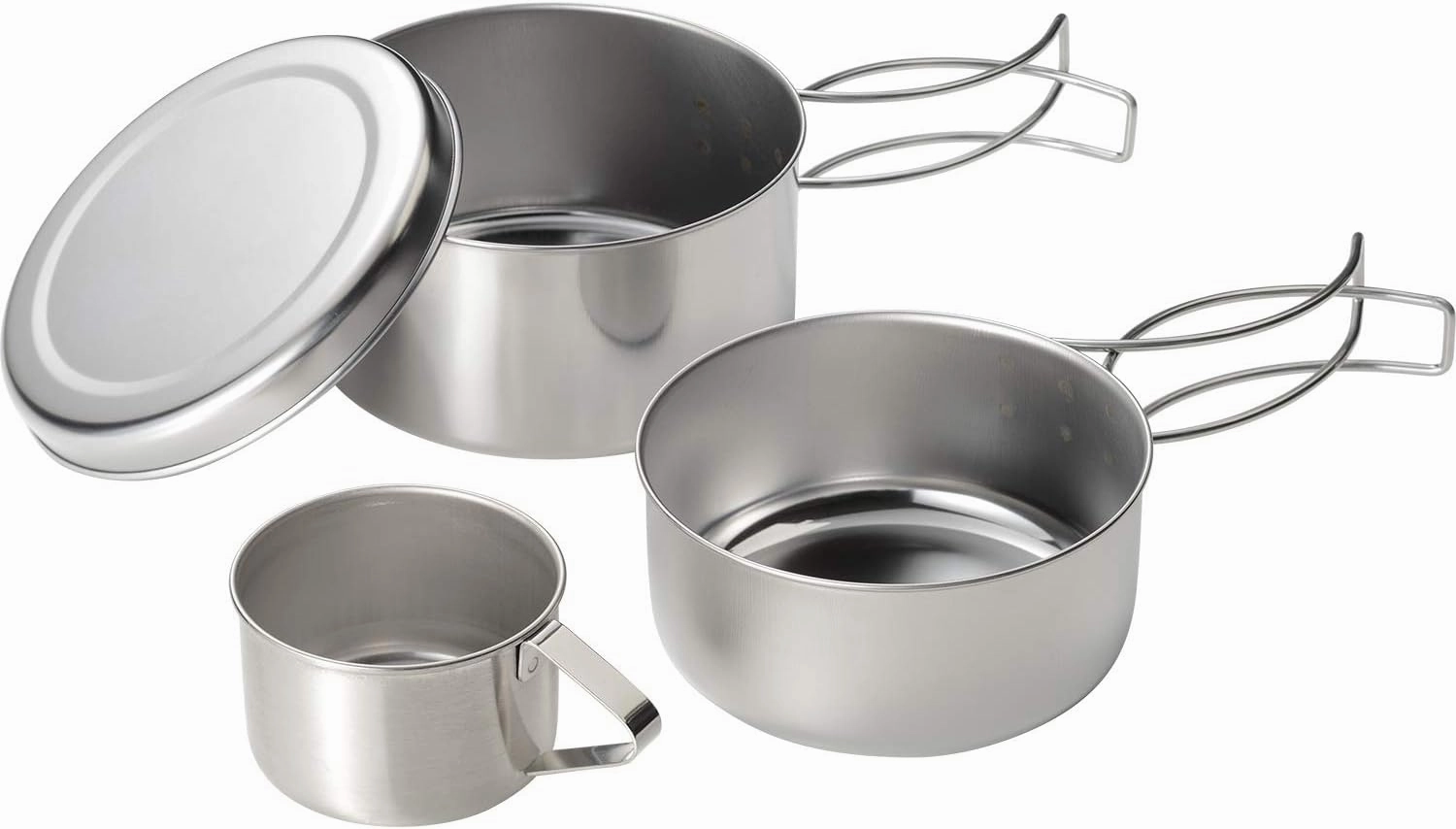 MH-1541 Cooker Set, Made in Japan, 4-Piece Set, Stainless Steel, Camping, Cooking, Rice Cooking, Stackable, Compact Storage