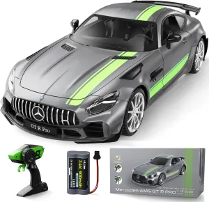 MIEBELY Remote Control Car, Mercedes Benz 1/12 Scale Official Authorized GT R Pro Rc Cars 7.4V 900mAh Rechargeable Battery 2.4Ghz Rc Drift Cars W/LED Toy Car Birthday Gift for Boys Kids Adults Age 6 