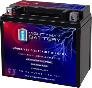 Mighty Max Battery YTX12-BS 12V 10Ah Replacement Battery Compatible with Moose Racing YTX12-BS