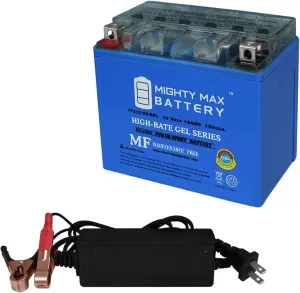 Mighty Max Battery YTX12-BS GEL Replacement Battery Compatible with Moose Racing MTX12-BS   12V 2Amp Charger