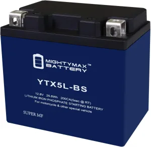 Mighty Max Battery YTX5L-BS Lithium Battery Replacement for Moose Racing YTX5L-BS