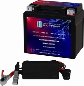 Mighty Max Battery YTX5L-BS Replacement Battery for Moose Racing YTX5L-BS   12V 1Amp Charger