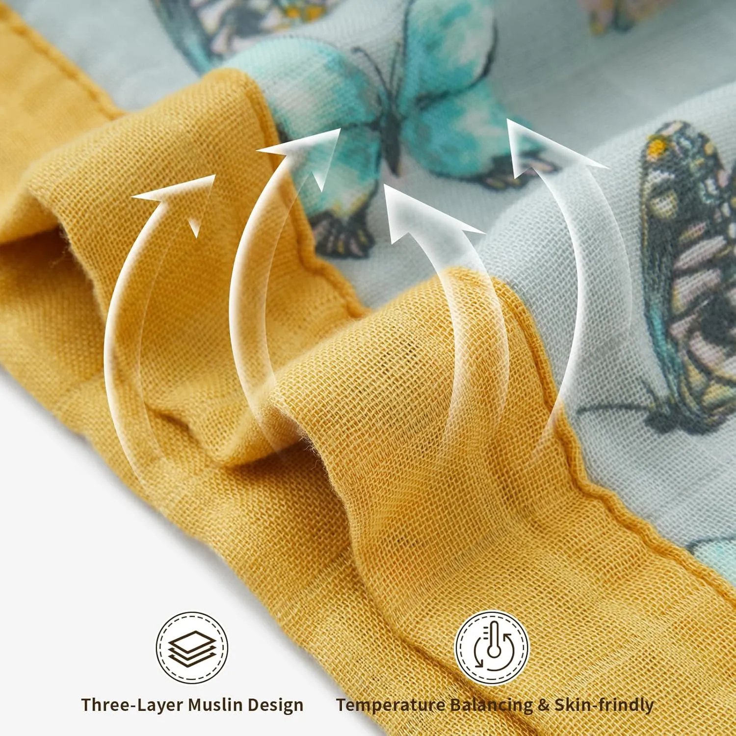 Milkbarn Muslin Baby Blankets for Girls & Boys, Toddler Quilt Blanket, Newborn Nursery Crib Blanket for Bedding, Shower & Registry Gift, Butterfly