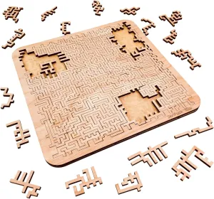 Mind Bending Wooden Jigsaw Puzzle | Aztec Labyrinth | Expert Level Difficult Puzzles for Adults | 100 Pieces | 11.3" x 11.3”