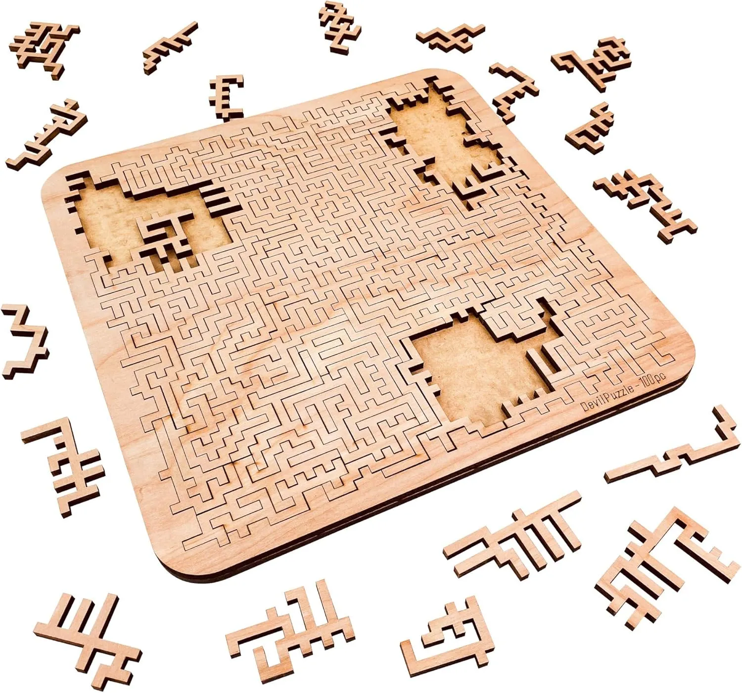 Mind Bending Wooden Jigsaw Puzzle | Aztec Labyrinth | Expert Level Difficult Puzzles for Adults | 100 Pieces | 11.3" x 11.3”