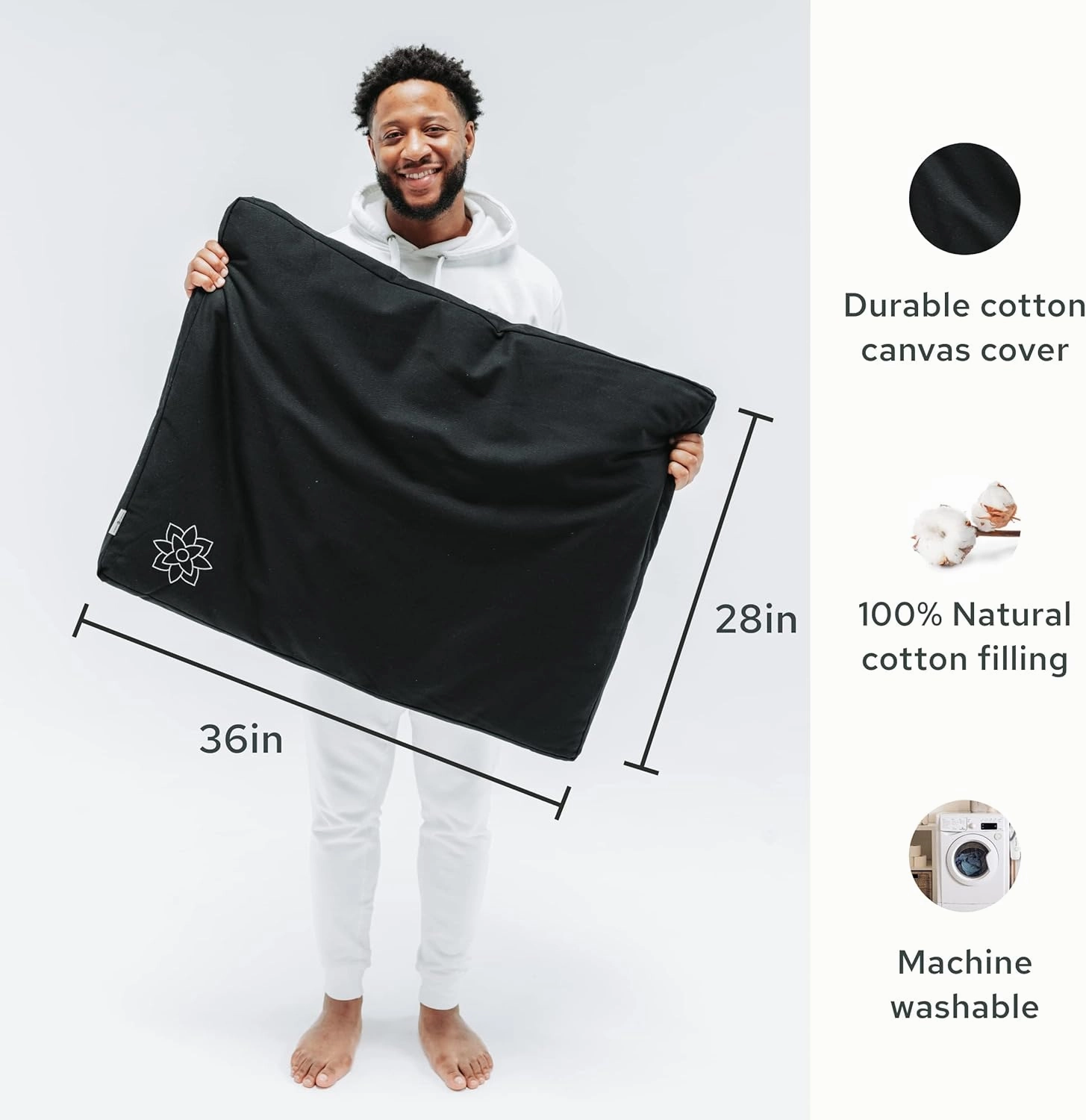 Mindful & Modern Zabuton Meditation Mat - Cotton Filled Yoga and Meditation Pad - Zabuton Meditation Cushion for Kneeling and Sitting Support - Large Rectangular Sitting Floor Pillow for Bench or Zafu