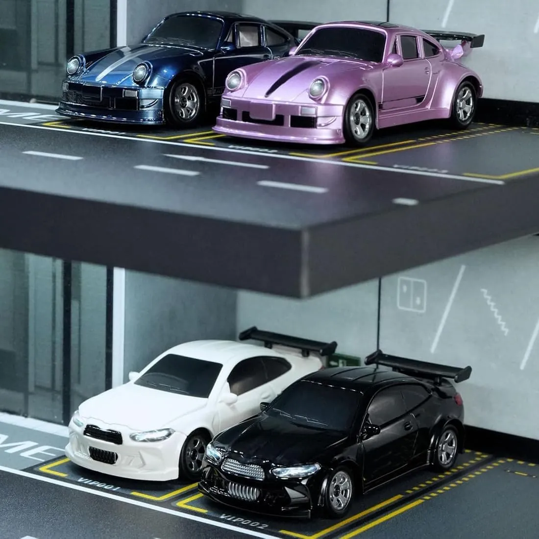 Mini Desktop RC Drift Car, 1:64 Scale 4WD High-Speed 2.4Ghz Remote Control Racing Sports Car with LED Lights for Adults Hobbyists