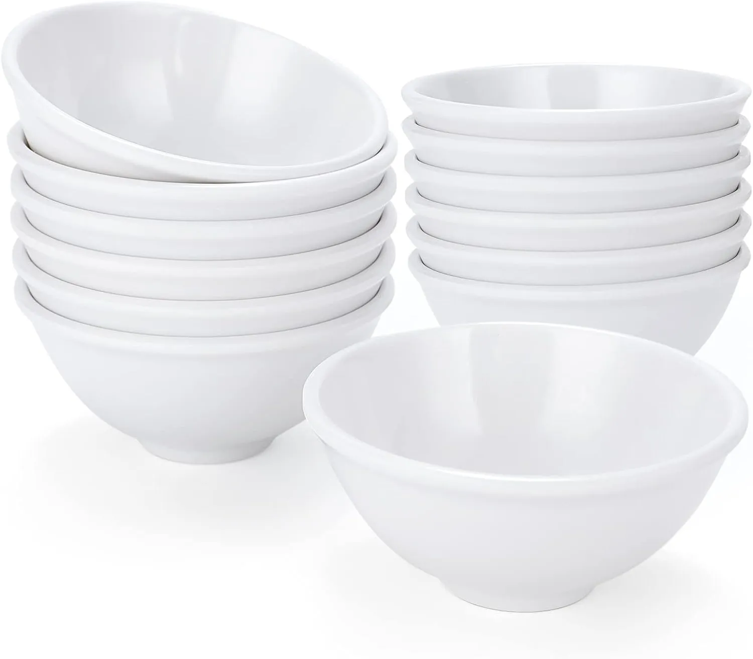 Mini Dipping Bowls Set, Soy Sauce Dishes 4.5 Oz 3.5 Inch Mini Bowls Set,Unbreakable Melamine Plastic Bowls for BBQ Sauce, Seasoning Condiments Appetizer, White,12 Pack