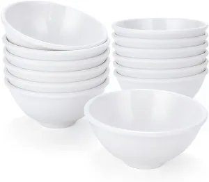 Mini Dipping Bowls Set, Soy Sauce Dishes 4.5 Oz 3.5 Inch Mini Bowls Set,Unbreakable Melamine Plastic Bowls for BBQ Sauce, Seasoning Condiments Appetizer, White,12 Pack