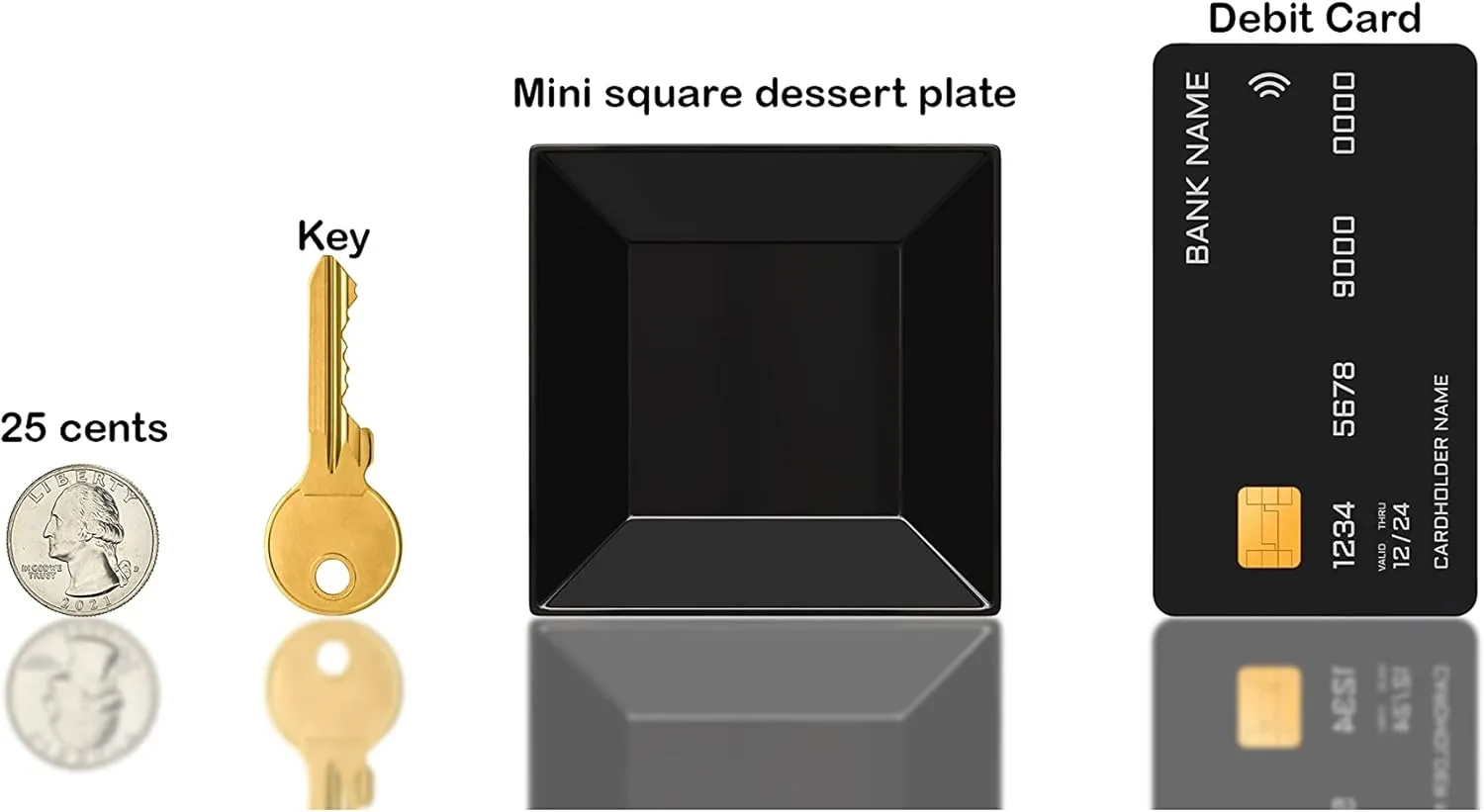 Mini Disposable Appetizer Plates - 100 Pack 2.95 In. x 2.95 in. Black Plastic Dessert Plates - Elegant Design for Weddings, Birthdays, and Formal Parties - Stackable and Convenient - BPA Free
