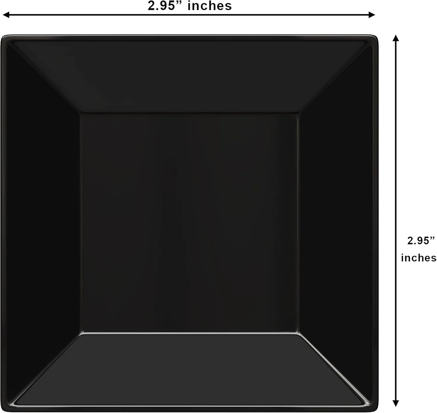 Mini Disposable Appetizer Plates - 100 Pack 2.95 In. x 2.95 in. Black Plastic Dessert Plates - Elegant Design for Weddings, Birthdays, and Formal Parties - Stackable and Convenient - BPA Free