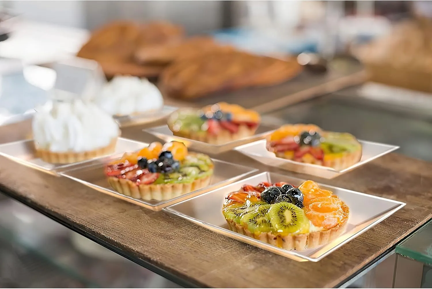 Mini Disposable Appetizer Plates - 100 Pack 2.95 In. x 2.95 in. Crystal Clear Plastic Dessert Plates - Elegant Design for Weddings, Birthdays, and Formal Parties - Stackable and Convenient - BPA Free