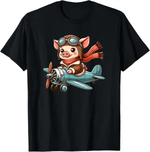Mini Pig Pilot Pet Funny Aviator T-Shirt