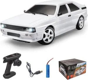 Mini RC Drift Car, 1/28 Scale 4WD 2.4GHz Full Proportional Remote Control Racing Car with LED Lights 10KM/H Speed Hobbyists Gift for Adults (LD2804)