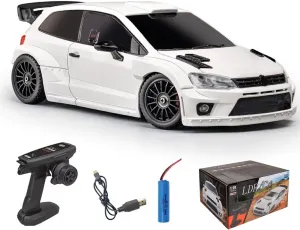 Mini RC Drift Car, 1/28 Scale 4WD 2.4GHz Full Proportional Remote Control Racing Car with LED Lights10KM/H Speed Hobby Gift for Adults Beginner (LD2801)