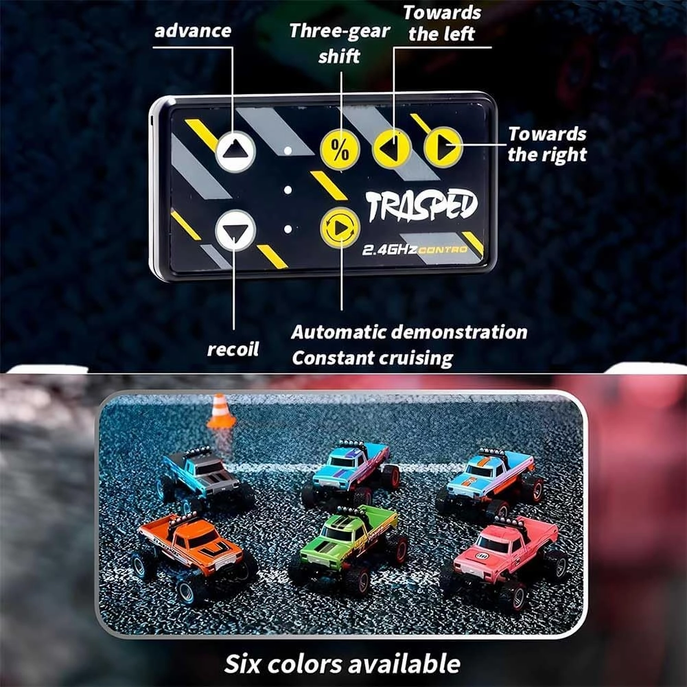 Mini Rc Monster Truck, Mini Rc Truck with Trailer, Mini Rc Car, Mini Rc Truck, Mini Monster Truck Remote Control Car, Rechargeable Mini Monster Truck 1/64 Alloy Scale with Lights (with Trailer,Orange)