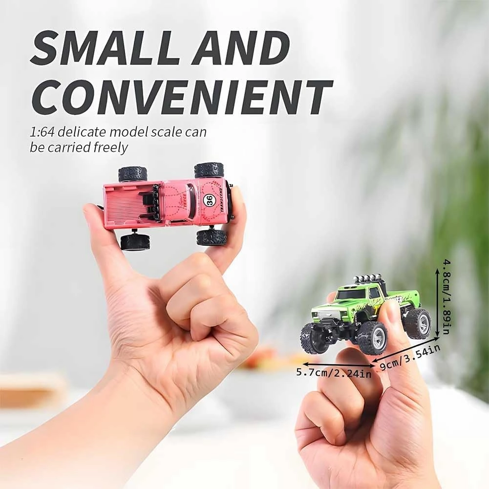 Mini Rc Monster Truck, Mini Rc Truck with Trailer, Mini Rc Car, Mini Rc Truck, Mini Monster Truck Remote Control Car, Rechargeable Mini Monster Truck 1/64 Alloy Scale with Lights (with Trailer,Orange)