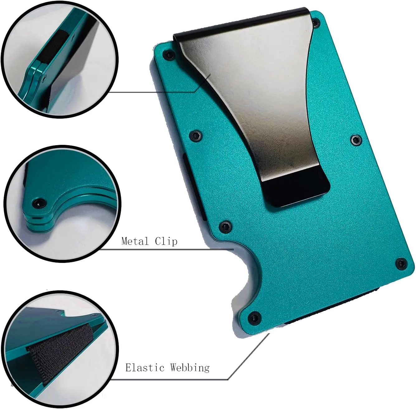 Minimalist Wallet for Men, Slim Aluminum Metal Pocket Wallet with Money Clip, Blocks RFID Scanners ID Card Holder(Dark Blue)