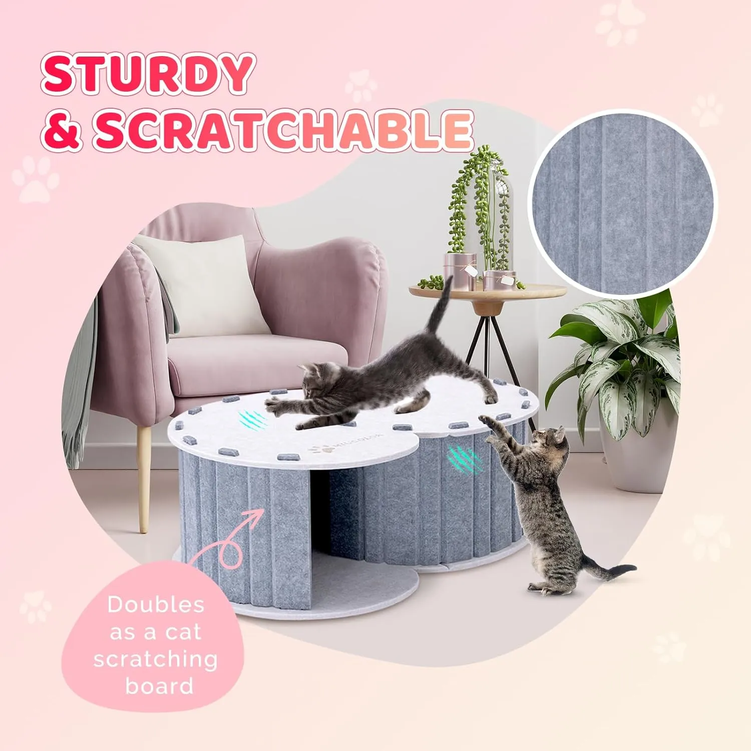 MIU COLOR Cat Play Tunnel with Bed, Foldable Scratch Resistant Double-Layer Cat Cave, Hideaway Tunnel for Cats up to 10 lbs