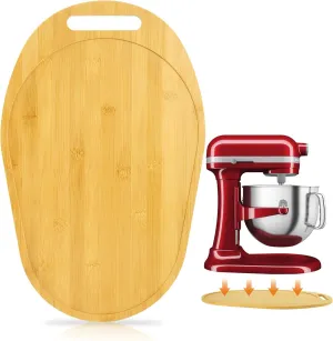 Mixer Slider for Kitchen Aid 5-8 Qt Bowl Lift Stand Mixer, Bamboo Appliance Sliding Mat for Kitchenaid 5-8 Qt, Kitchen Countertop Accessories Mixer Moving Tray Attachments, With Handle