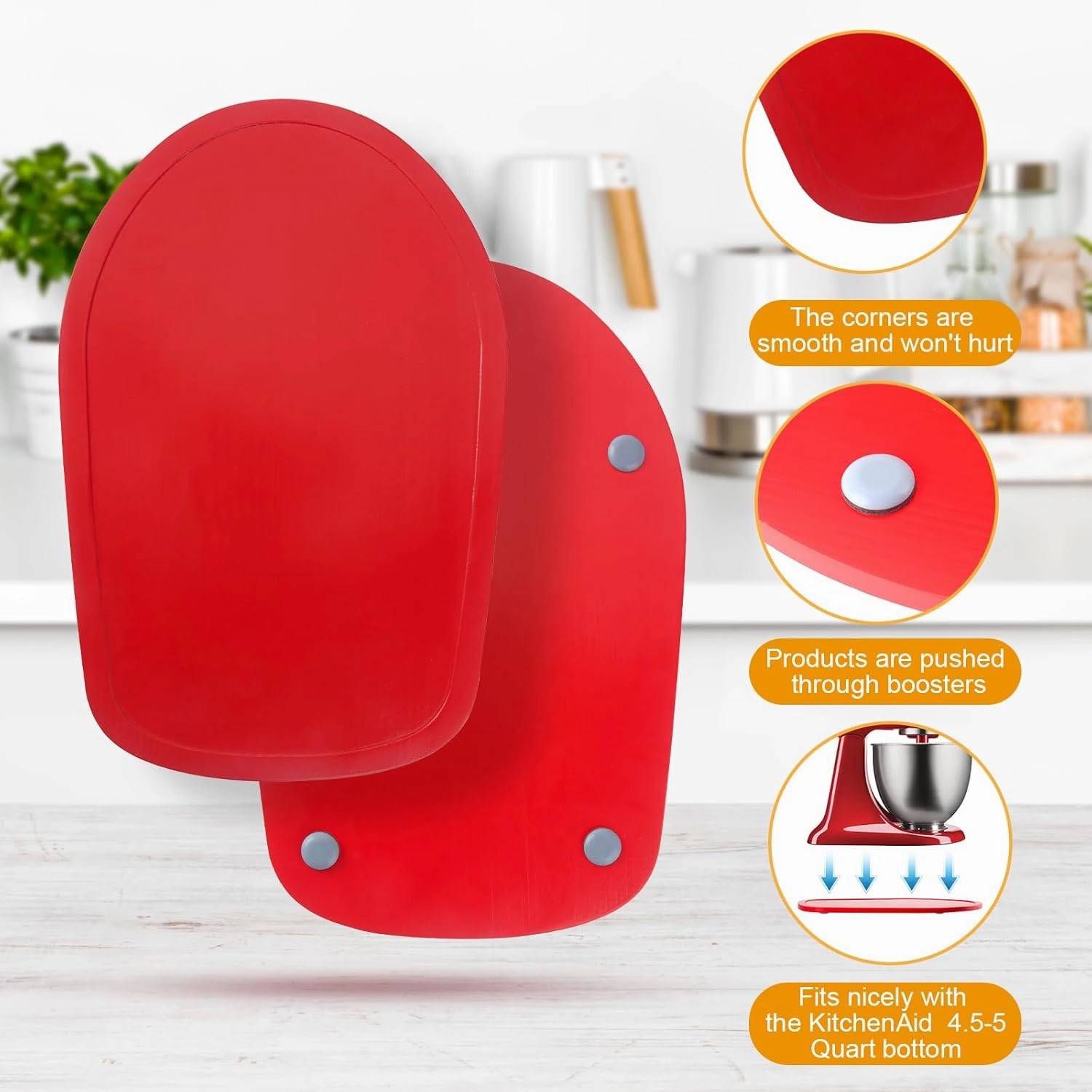 Mixer Slider Mat for Tilt Head Kitchen Aid 4.5-5 Qt Stand Mixer, Appliance sliding mat for kitchenaid Artisan 4.5-5 Qt, Countertop Storage Accessories Mixer Moving Tray Attachments (Red)