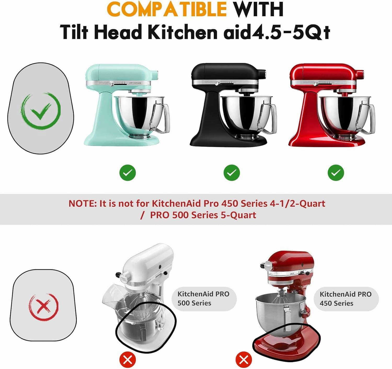 Mixer Slider Mat for Tilt Head Kitchen Aid 4.5-5 Qt Stand Mixer, Appliance sliding mat for kitchenaid Artisan 4.5-5 Qt, Countertop Storage Accessories Mixer Moving Tray Attachments (Red)