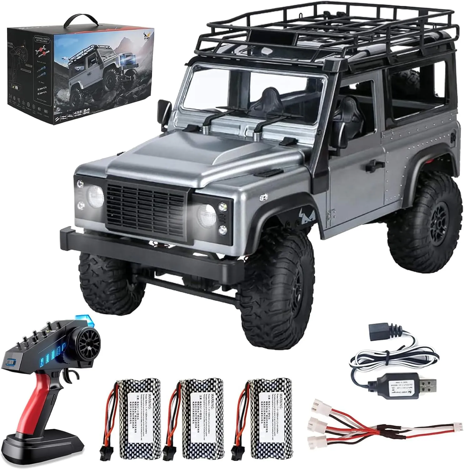 MN 99s RC Jeep, 1/12 2.4GHz RC Crawler RC Jeep Rock Crawler 4x4 RTR Crawler RC Truck with 3pcs 1200Mah Battery for Adults Kids 4WD Hobby RC Crawler RC Drift Car Gifts