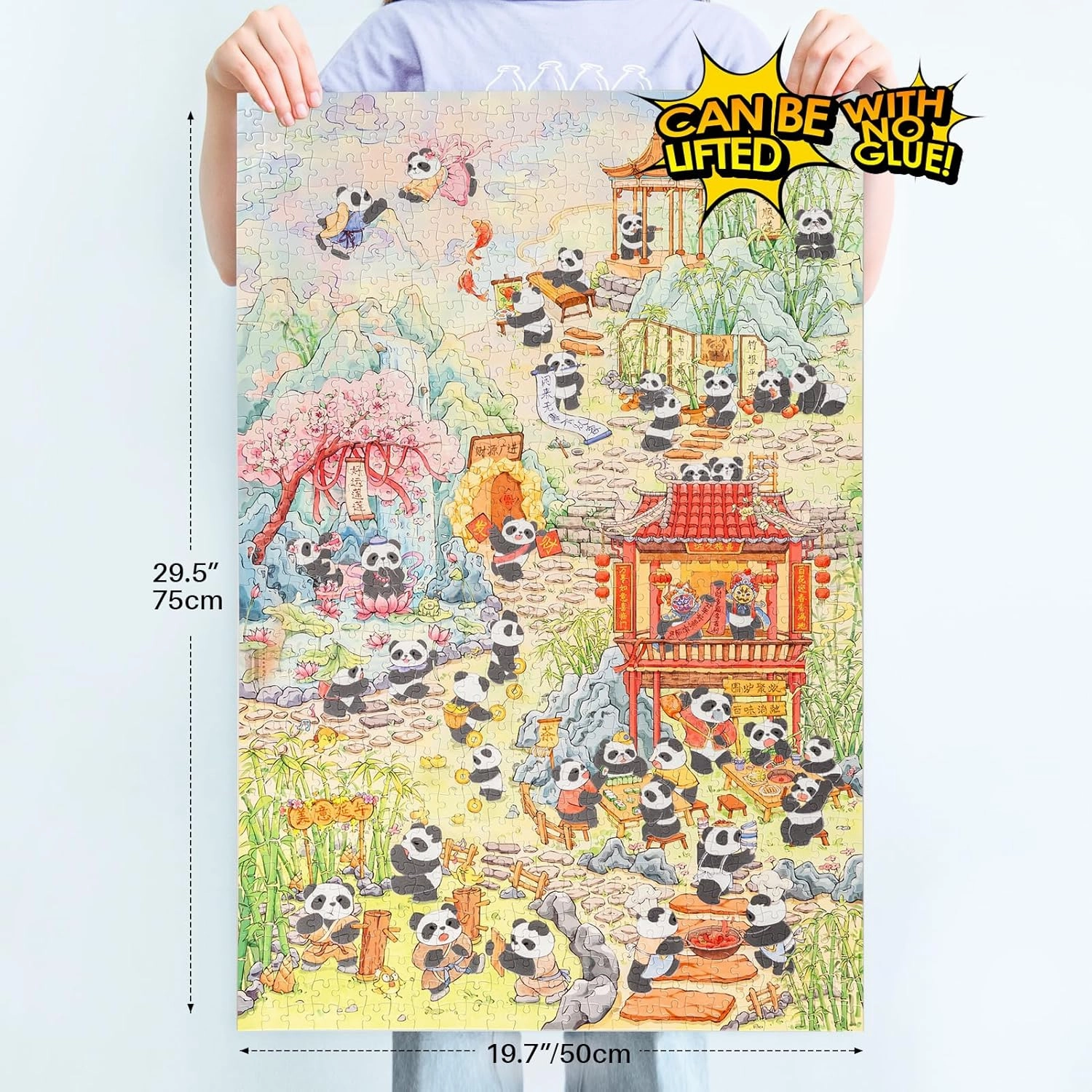 MOMIBOOK Puzzles for Adults 1000 Piece Jigsaw Puzzles of Comfortable Panda, Flocking Painting Image Chinese Difficult Challenging Hard Impossible Puzzle, Funny Toys & Games Christmas Birthday Gifts